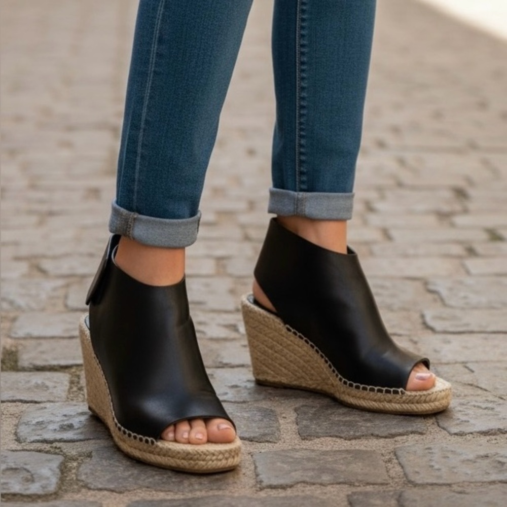 Celine Black Leather Espadrilles
